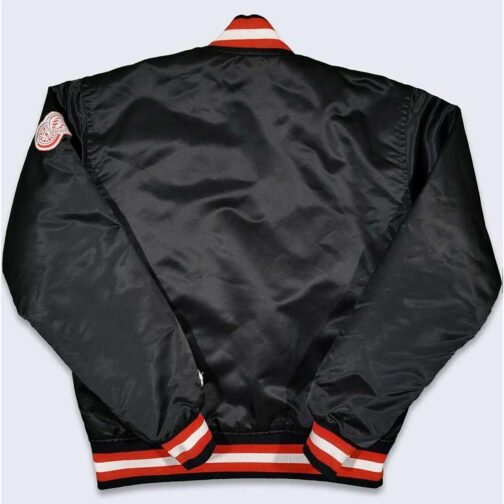 80’s Detroit Red Wings Black Bomber Jacket - Image 2