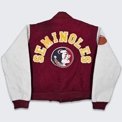Florida State Seminoles Varsity Burgundy and White Jacket - Image 2