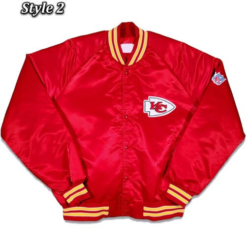 80s Kansas City Chiefs Satin Red Jacket - Image 2