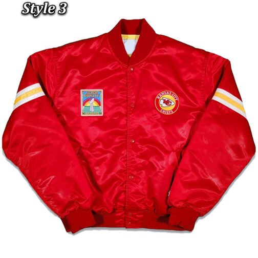 80s Kansas City Chiefs Satin Red Jacket - Image 3