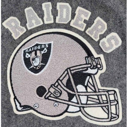 80’s LA Raiders Varsity Gray and Cream Jacket - Image 4