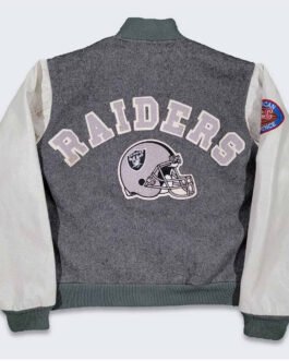80’s LA Raiders Varsity Gray and Cream Jacket