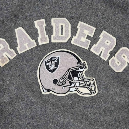 80’s LA Raiders Varsity Gray and Cream Jacket - Image 5
