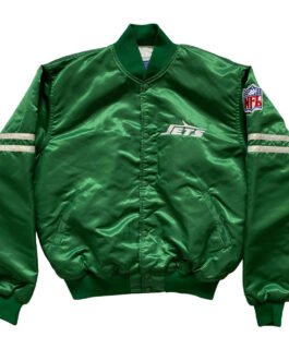 New York Jets 80s Green and Black Satin Jacket