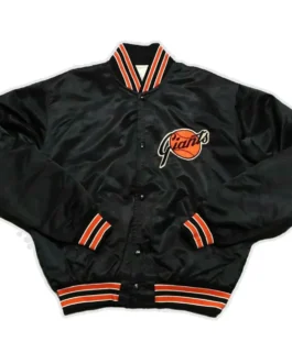 80s San Francisco Giants Bomber Black Satin Jacket