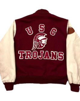 80’s USC Trojans Maroon and White Varsity Jacket