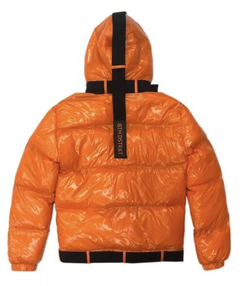 8th District Orange Puffer Hoodie - Image 7