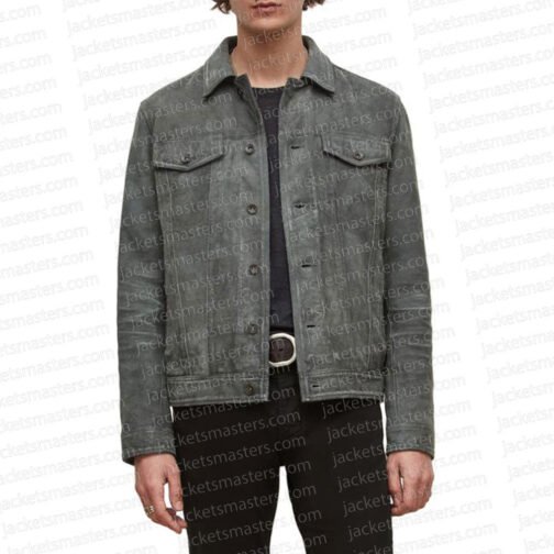 9-1-1 Lone Star Rob Lowe Gray Suede Jacket - Image 3