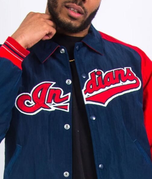 MLB 90’s Cleveland Indians Blue and Red Jacket - Image 5