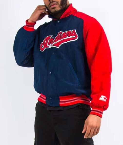 MLB 90’s Cleveland Indians Blue and Red Jacket - Image 6