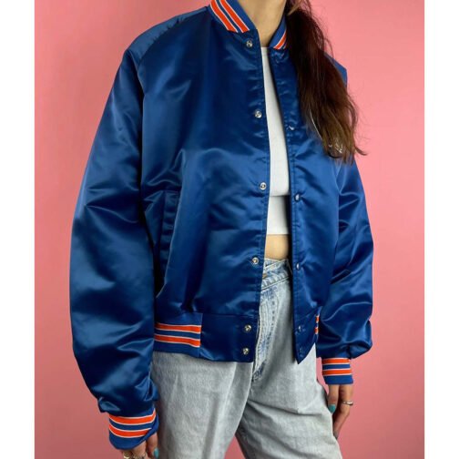 90’s Denver Broncos Blue Satin Jacket - Image 3