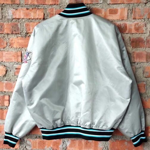 90’s Florida Marlins Baseball Gray Satin Jacket - Image 2