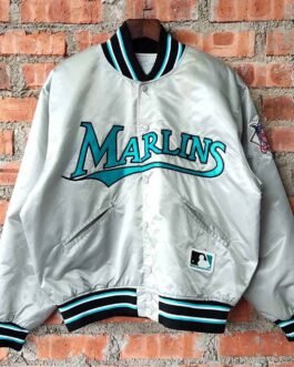 90’s Florida Marlins Baseball Gray Satin Jacket