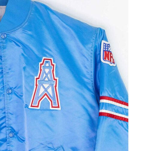 90’s Houston Oilers Blue Satin Jacket - Image 3