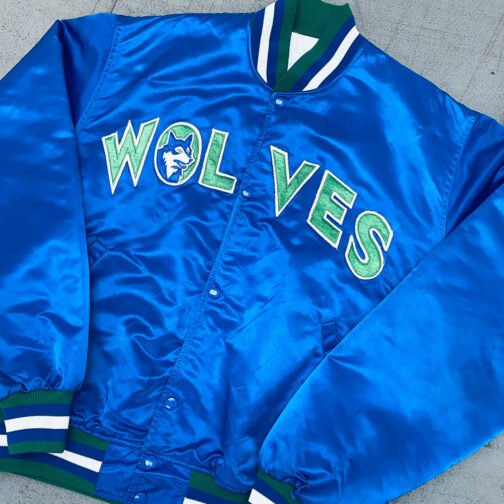 Minnesota Timberwolves 90’s Blue Satin Jacket - Image 5