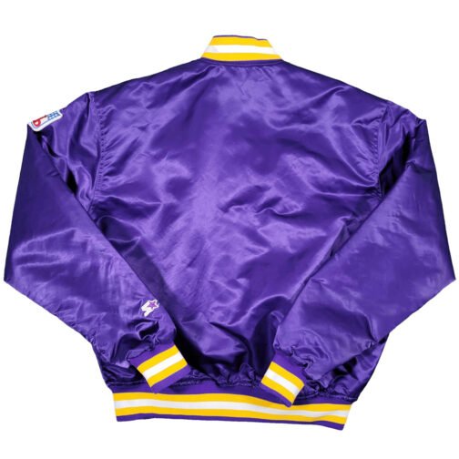 90s Minnesota Vikings Purple Bomber Satin Jacket - Image 2