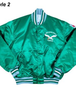 90’s Philadelphia Eagles Green Satin Bomber Jacket