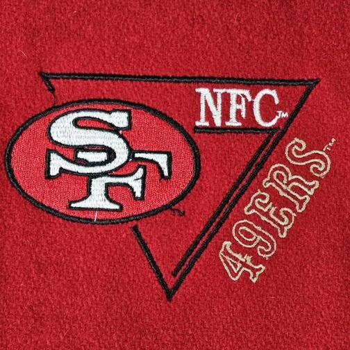 90’s San Francisco 49ers Red and Black Varsity Jacket - Image 4