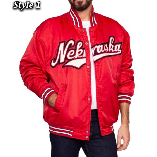 90’s University Of Nebraska Red Varsity Satin Jacket - Image 5