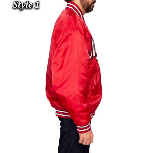 90’s University Of Nebraska Red Varsity Satin Jacket - Image 6