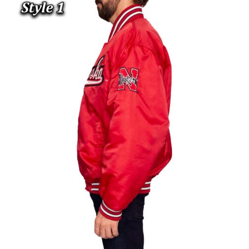 90’s University Of Nebraska Red Varsity Satin Jacket - Image 7