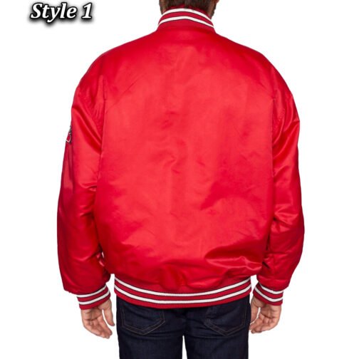 90’s University Of Nebraska Red Varsity Satin Jacket - Image 3