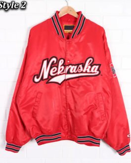 90’s University Of Nebraska Red Varsity Satin Jacket