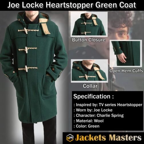 Joe Locke Heartstopper Duffle Green Coat - Image 30