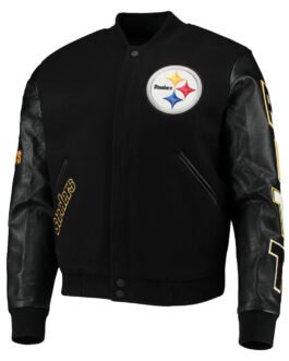 Pittsburgh Steelers Logo Black Letterman Jacket