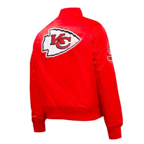 Classic Kansas City Chiefs Black Satin Jacket - Image 7