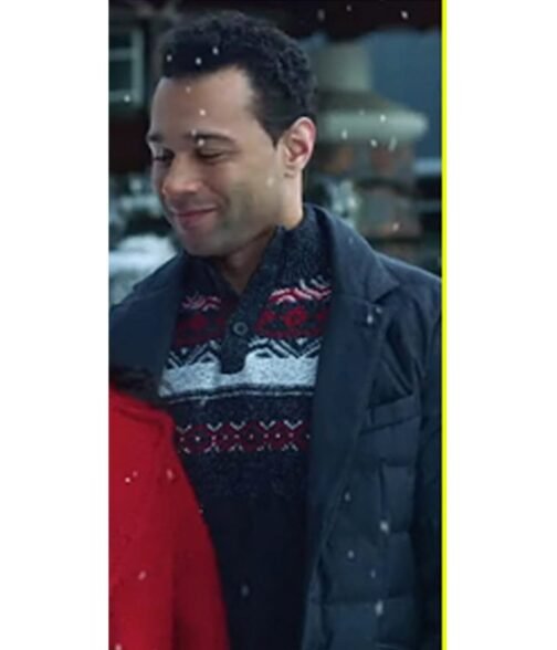 A Christmas Dance Reunion Corbin Bleu Black Puffer Jacket - Image 3
