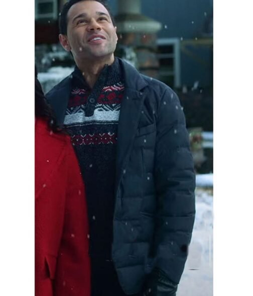 A Christmas Dance Reunion Corbin Bleu Black Puffer Jacket - Image 2