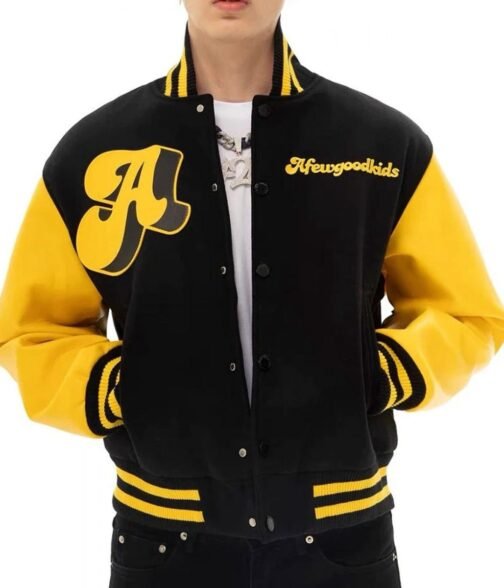 A Few Good Kids Logo Letterman Black & Yellow Jacket - Image 3