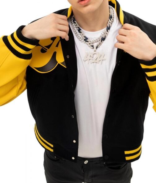 A Few Good Kids Logo Letterman Black & Yellow Jacket - Image 4