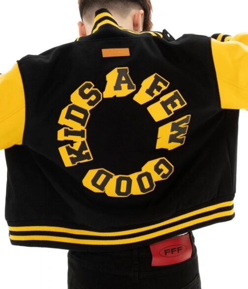 A Few Good Kids Logo Letterman Black & Yellow Jacket - Image 5