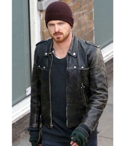 A Long Way Down Aaron Paul Biker Leather Jacket - Image 2