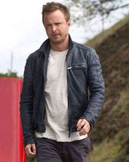 Aaron Paul Need For Speed Blue Leather Jacket