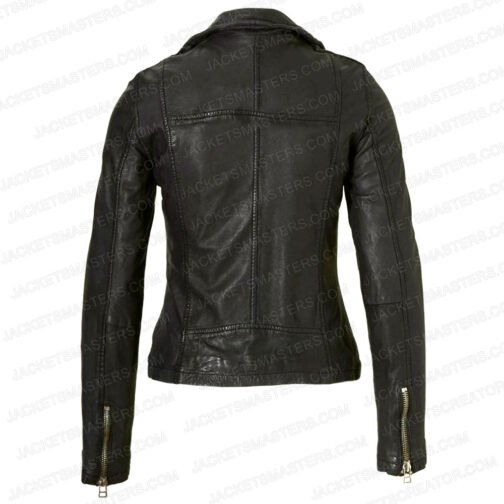 Secret Invasion Emilia Clarke Biker Black Leather Jacket - Image 3