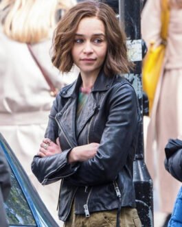 Secret Invasion Emilia Clarke Biker Black Leather Jacket