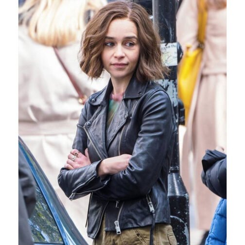 Secret Invasion Emilia Clarke Biker Black Leather Jacket - Image 2