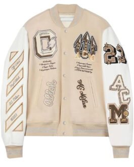 AC Milan Off White Varsity Jacket