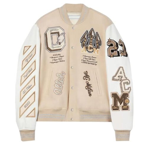 AC Milan Off White Varsity Jacket