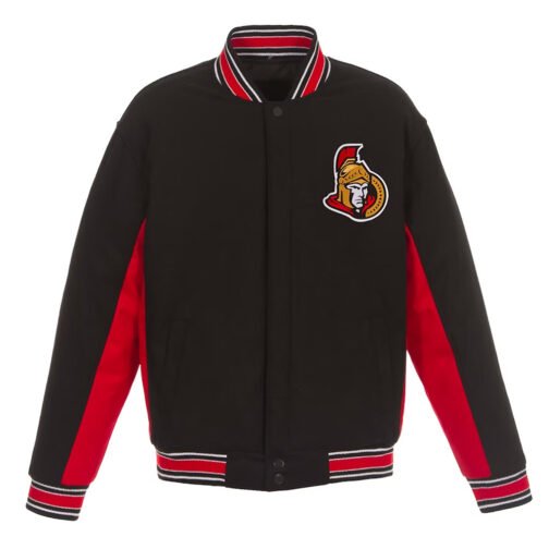 Ottawa Senators Accent Black/Red Varsity Wool Poly-Twill Jacket