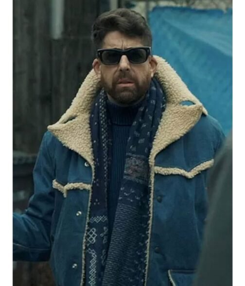 The Equalizer Season 2 Adam Goldberg Denim Shearling Jacket - Image 2