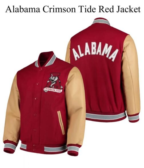Alabama Crimson Tide Red Letterman Jacket - Image 3