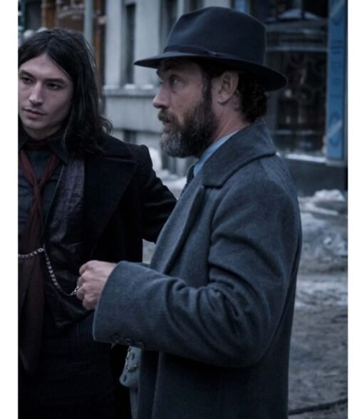 Jude Law Fantastic Beasts The Secrets of Dumbledore Grey Wool Coat - Image 5