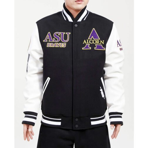 Alcorn State University Black and White Varsity Jacket