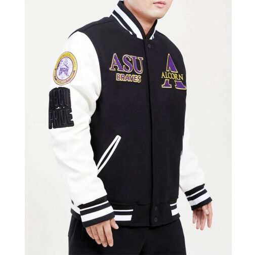 Alcorn State University Black and White Varsity Jacket - Image 4