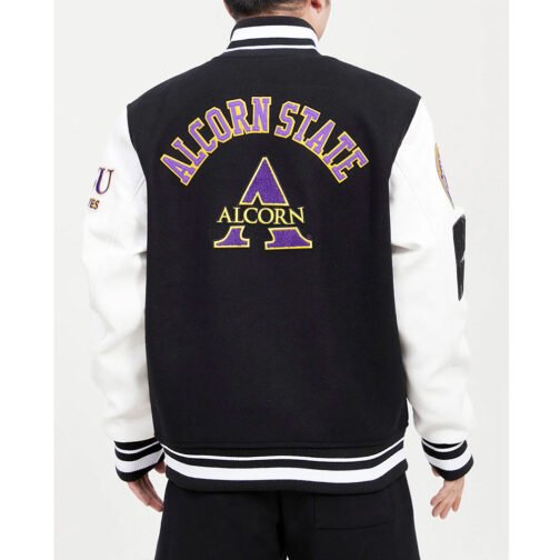 Alcorn State University Black and White Varsity Jacket - Image 2