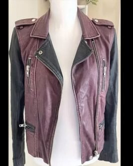 Biker Midori Francis Purple and Black Leather Jacket
